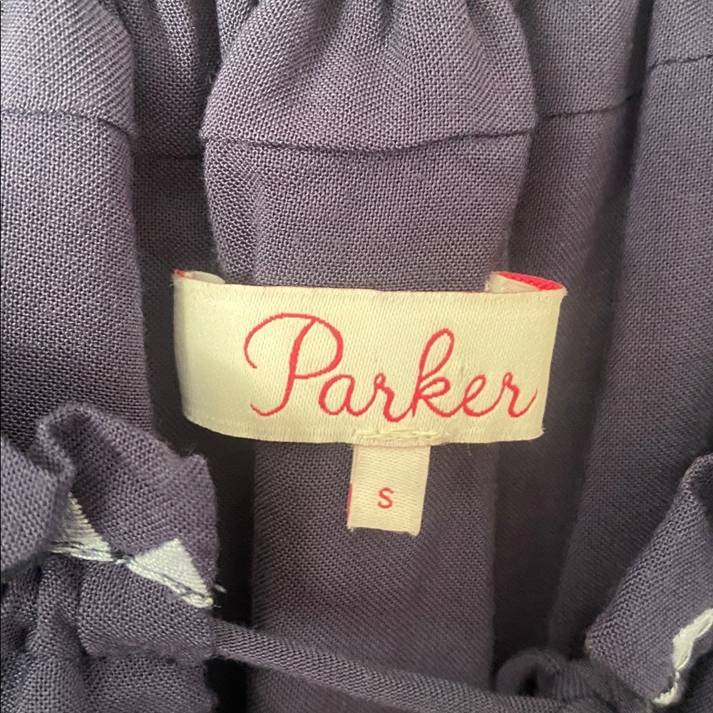 Parker Tammy Dress Size S Blue Off-Shoulder Mini Embroidered Smocked Tassels - Picture 6 of 10